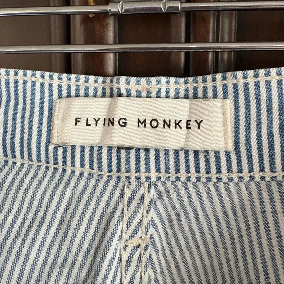 Flying Monkey Wide Leg Railroad Striped Cropped Jeans size 29 - Picture 4 of 5